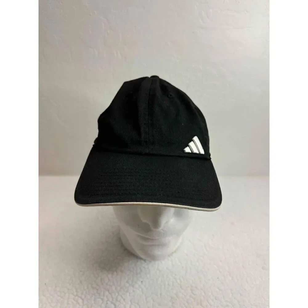 Adidas Black Baseball Cap Adjustable White Emblem Unisex One‎ Size